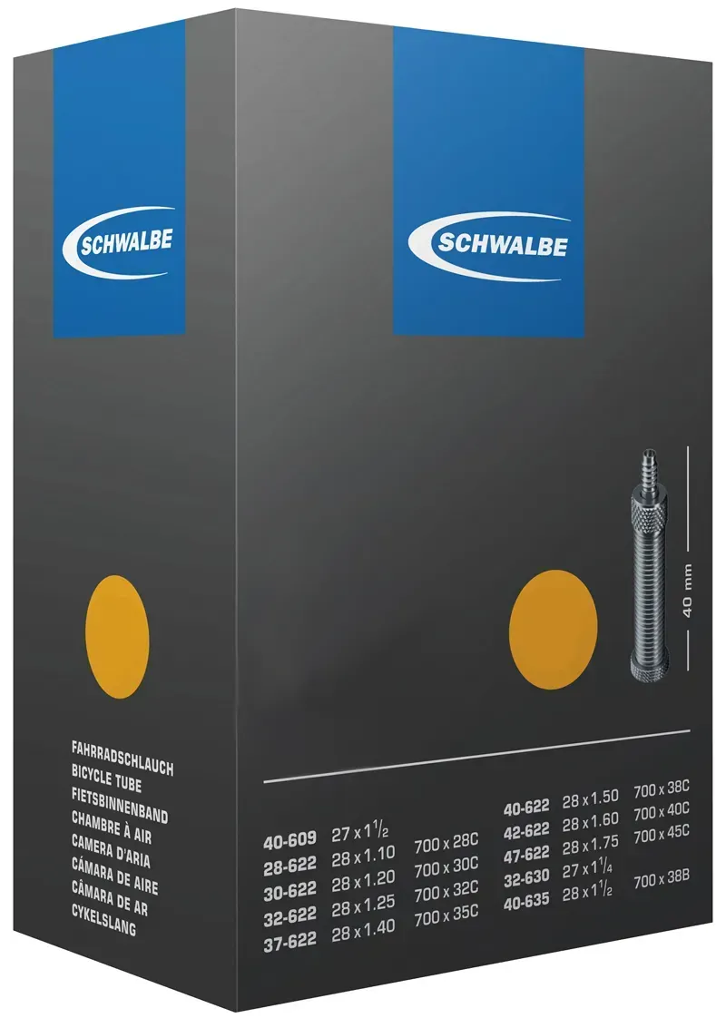 Schwalbe DV12 26x1-3/8-inch Woods 40mm Inner Tube in Black