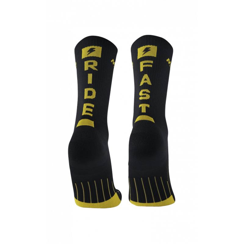 M2O Ride Fast Crew Plus Compression Socks Black/Yellow-3