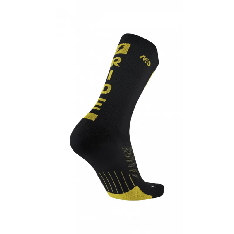 M2O Ride Fast Crew Plus Compression Socks Black/Yellow-1