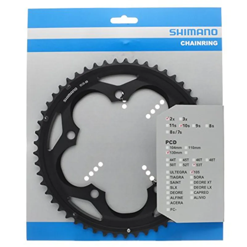 Shimano 105 FC5700 10 Speed Double Chainrings - Black - 53t Black