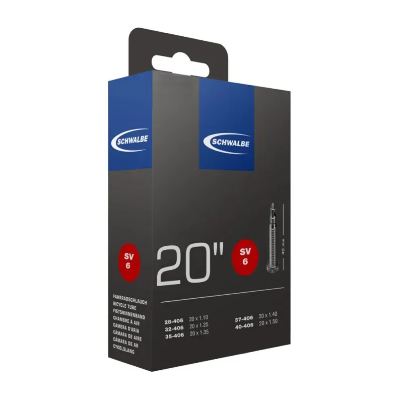 Schwalbe SV6 20x1-1/8-1-3/8-inch Inner Tube in Black-1
