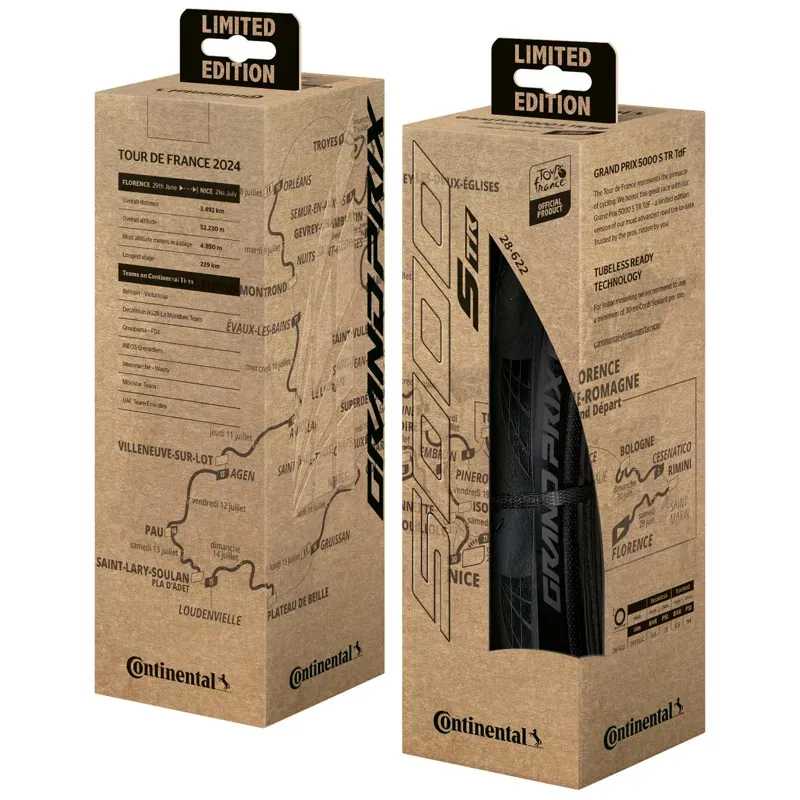 Continental Grand Prix 5000s Tubeless Ready Tyre Tour De France Version - Foldable Blackchili Compound 700x28c